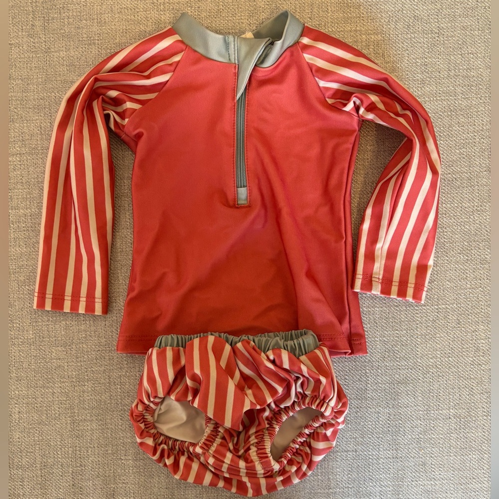 Pehr Baby Swim Striped Rash Guard & Bloomer